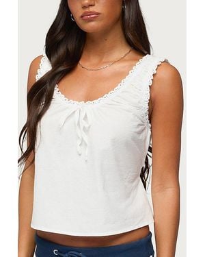 Edikted Edyth Tie Front Cotton Tank Top - White