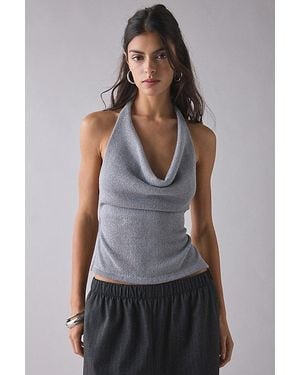 Urban Outfitters Uo Cougar Strappy Open-Back Cowl Neck Halter Top - Gray