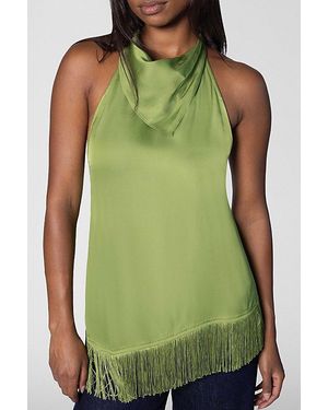WeWoreWhat Fringe Silky Top - Green