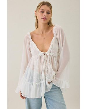 Kimchi Blue Belle Ruffle Chiffon Long Sleeve Tunic Top - White