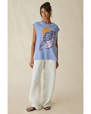 BDG Echo Beach Graphic Oversized Muscle Tee - Blue