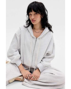 Out From Under Hoxton Cropped Zip Up Hoodie - Grey
