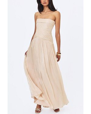 Miss Circle Olivine Crystal Organza Strapless Maxi Dress - Natural