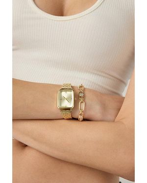 Urban Outfitters Mother Of Pearl Metal Rectangle Watch - Natural