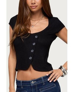 Edikted Blaunca Asymmetric Knit Top - Black