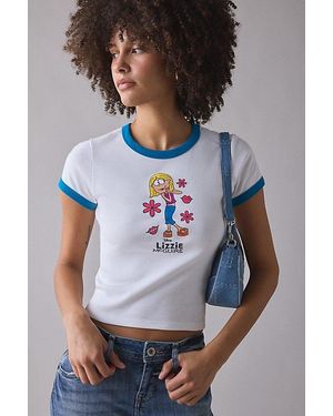 Urban Outfitters Lizzie Mcguire Graphic Ringer Baby Tee - Blue