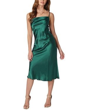 Bebe Satin Cowl Neck Midi Slip Dress - Green