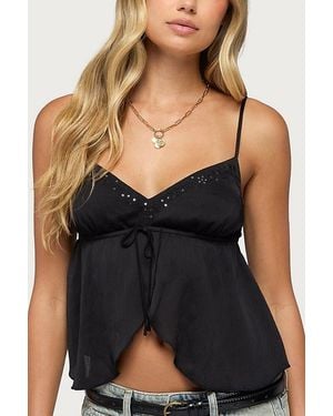 Edikted Liby Spilt Front Babydoll Top - Black