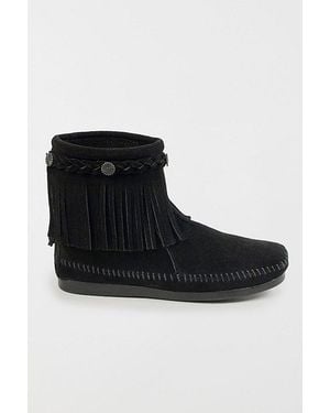 Minnetonka Suede Fringe High Top Boot - Black