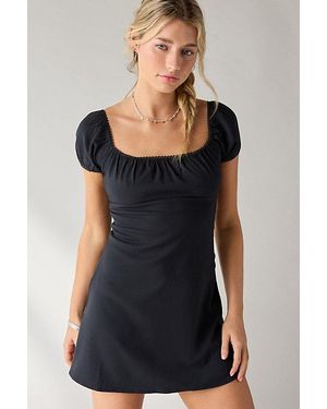 Kimchi Blue Meet Me Square Neck Puff Sleeve Mini Dress - Black