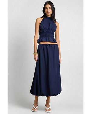 WeWoreWhat Air Linen Bubble Maxi Skirt - Blue