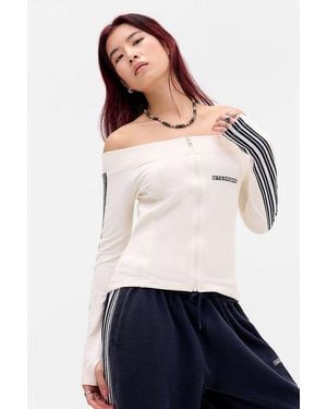 iets frans... Off Shoulder Track Top - White