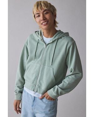 BDG Bonfire Solid Zip-Up Hoodie Sweatshirt - Gray