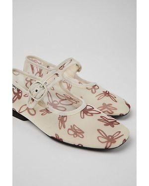 Camper Casi Mesh Mary Jane Flats - Natural