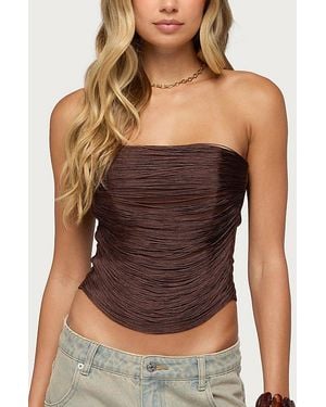 Edikted Raddix Fringed Strapless Corset - Brown