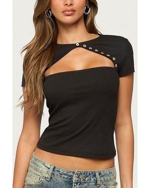 Edikted Mania Cut Out Button Top - Black