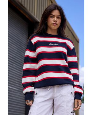 Guess Jeans Navy Striped Knit Jumper Xs At Urban Outfitters - Multicolour