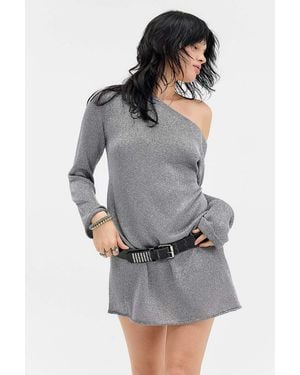 Silence + Noise Silence + Noise Lily Metallic Knit Mini Dress - Grey