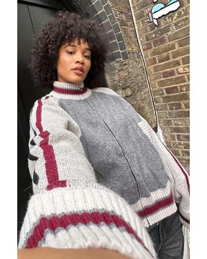 Jaded London Team 85 Knit Jacket - Grey