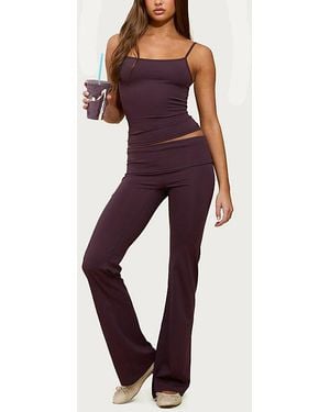 Edikted Oriane Foldover Flared Leggings Pant - Purple
