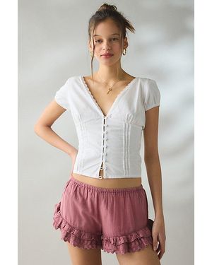 Kimchi Blue Sedona Lace Trim Ruffle Micro Shorts - Multicolor
