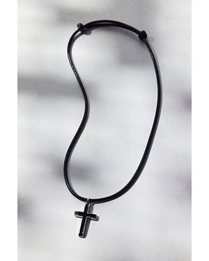 Urban Outfitters Cross Pendant Corded Necklace - Black