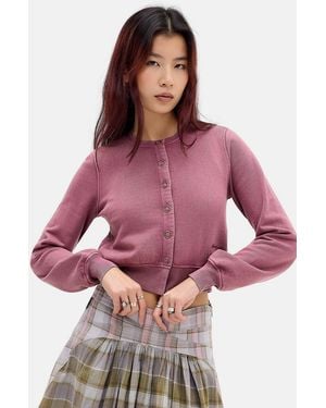 Kimchi Blue Pink Cropped Jersey Cardigan