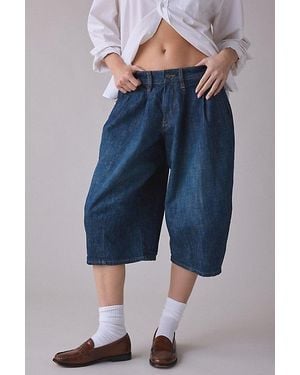 BDG Jax Cropped Pleated Cocoon Mid-Rise Jean - Blue