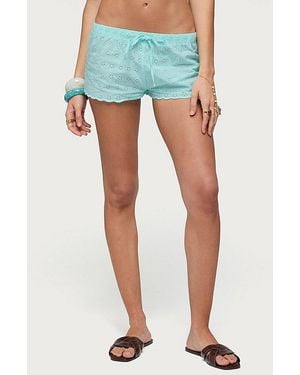 Edikted Talula Eyelet Shorts - Blue