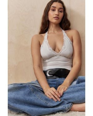 Out From Under Lace Halter Top - Grey