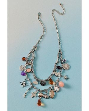 Urban Outfitters Aria Layered Charm Necklace - Blue