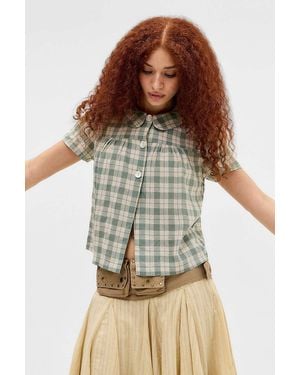 Kimchi Blue Monroe Check Pea Jacket - Green