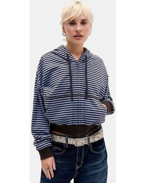 BDG Easy Stripe Hoodie - Blue