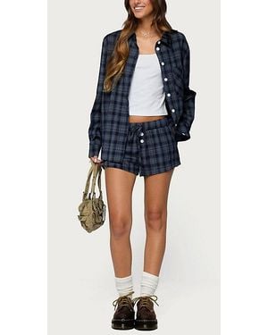 Edikted Alessa Plaid Shorts - Blue
