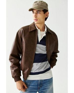 BDG Faux Leather Bomber Jacket - Brown