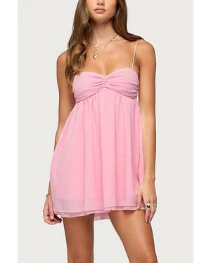 Edikted Ariellah Chiffon Babydoll Mini Dress - Pink