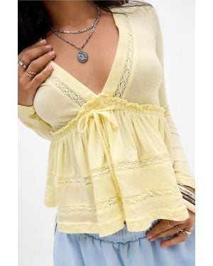 Kimchi Blue Nia Babydoll Long Sleeve Top - Yellow