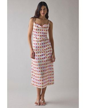 Glamorous Satin Cowl Neck Slip Midi Dress - Multicolor