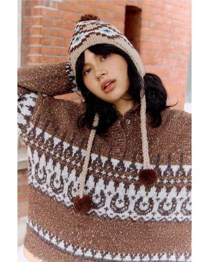 Urban Outfitters Uo Louise Fairisle Beanie - Brown