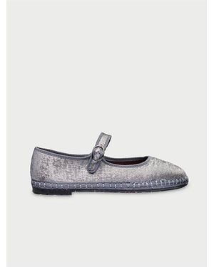 Flabelus Velvet Mary Jane Flat - Metallic