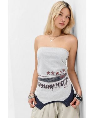 Urban Outfitters Uo Reworked Varsity Bandeau Top - Grey