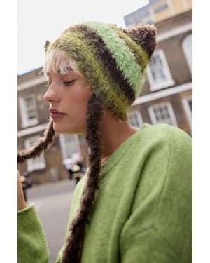 Urban Outfitters Uo Teddy Stripe Bonnet - Green