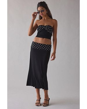 Urban Outfitters Uo Get Dotted Jersey Knit Skirt 2-Piece Set - Black