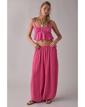 Out From Under Golden Hour Side-Tie Balloon Pants - Pink
