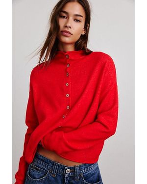BDG Kelly So Soft Rolled Neck Cardigan - Red