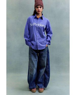 No Problemo Blue Long Sleeve Poplin Shirt - Purple