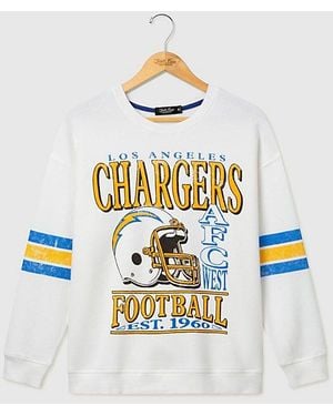 Junk Food Nfl Oversized Striped Fleece Top - White