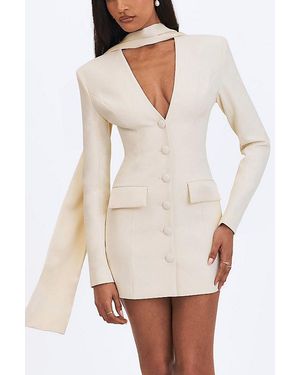 Miss Circle Jeannie Blazer Mini Dress With Scarf - White
