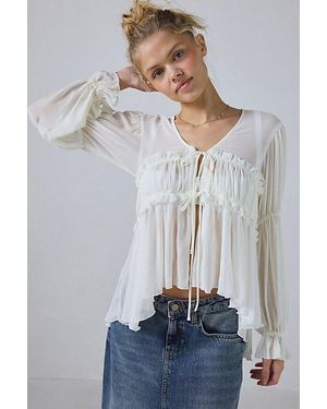 Kimchi Blue Amelia Sheer Tie-Front Blouse - Grey