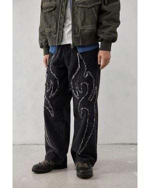 Ed Hardy Uo exclusive - verwaschene jeans in mit applikationen - Schwarz